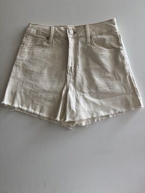 Sincerely Jules Cream Denim Frayed Hem Jean Shorts